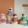Handheld and Crossbody Carry Plastic Water Bottle for children with Straw and Food Grade Material Bottle