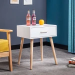 Handmade Contemporary style Customsized Bedroom furniture cheap White Wooden bedside nightstand with 1 drawer design