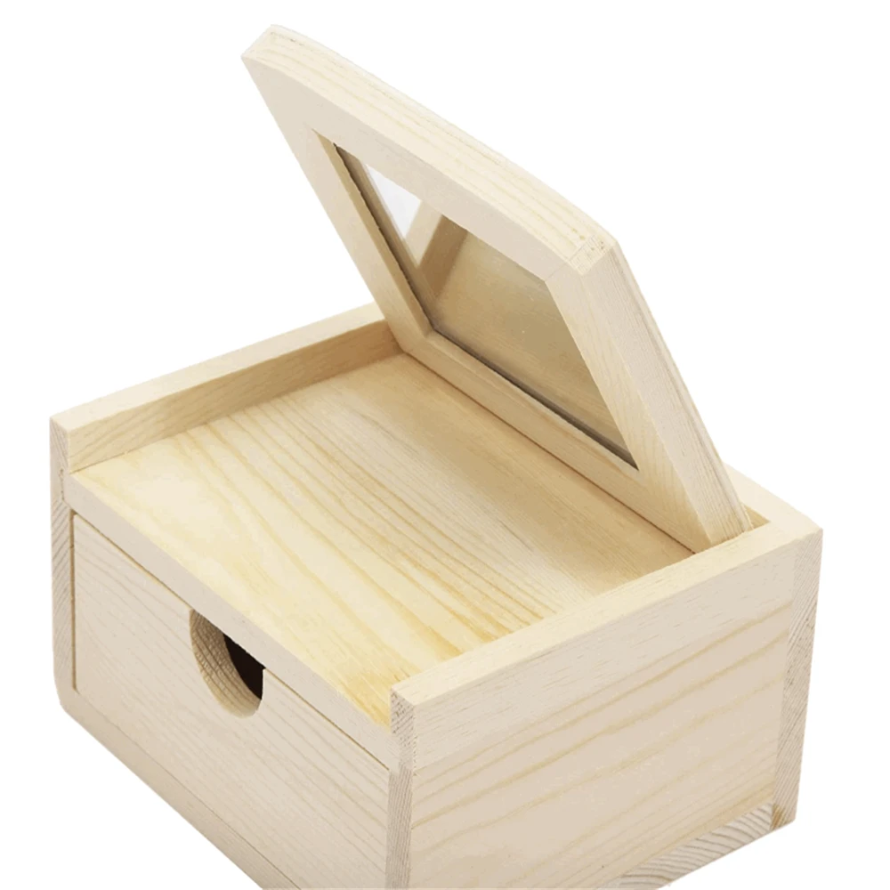 Handmade creative kids DIY artfully processed with mirror high quality unfinished wood jewelry boxes wholesale