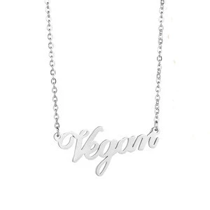 Handmade Customized Cursive Font Name plate Pendant choker Stainless Steel name necklace personalised