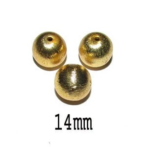 Handmade Gold Plated Round Brushed Metal Beads Available in all Round Size