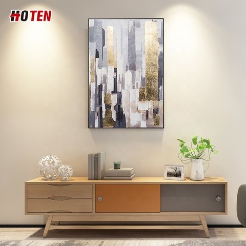 100% Handmade High Quality Wall Decoration Abstract Gold Foil Oil Painting