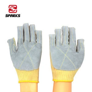 Heat resistant aramid fiber leather coating anti-cutting and anti-puncture protection gloves