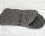 HEAT RESISTANT MICROWAVE OVEN MITT COTTON GLOVES WITH SILICONE HOT POT HOLDER