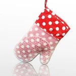 Heat resistant silicone oven mitts polka dot anti-slip burning retardant inner quilt cotton pot glove holder BBQ grill mitts