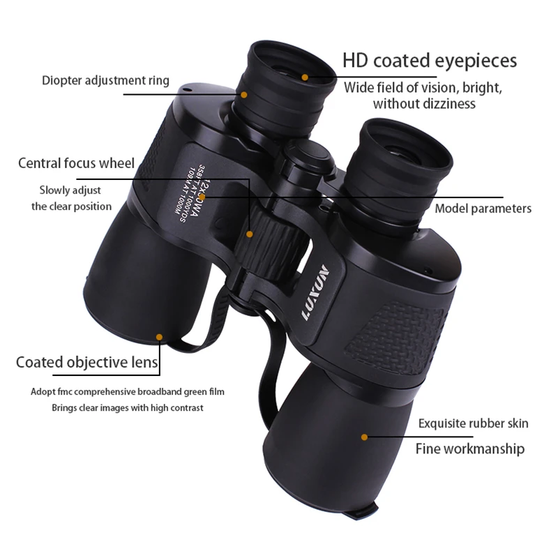 High Magnification Binoculars Telescopes 12x50 Long Range Optical Imaging Quality Binoculars Telescopes