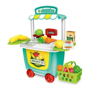 High Quality Children&#39;s Gift 28pcs Supermarket Shopping Play Set Pretend Kitchen Educational Toys for Kids