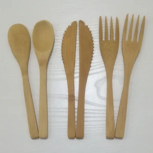 High Quality Eco Friendly Nature Knife Toothbrush Straw Brush Fork Chopstick Spoon Dinner Bamboo Cutlery Set With Bag