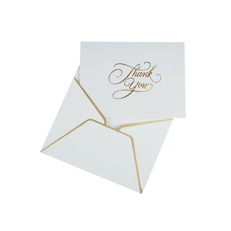 High Quality Hot Stamp Gold Foil Cards Thank You Cards Greetings Cards with Envelopes