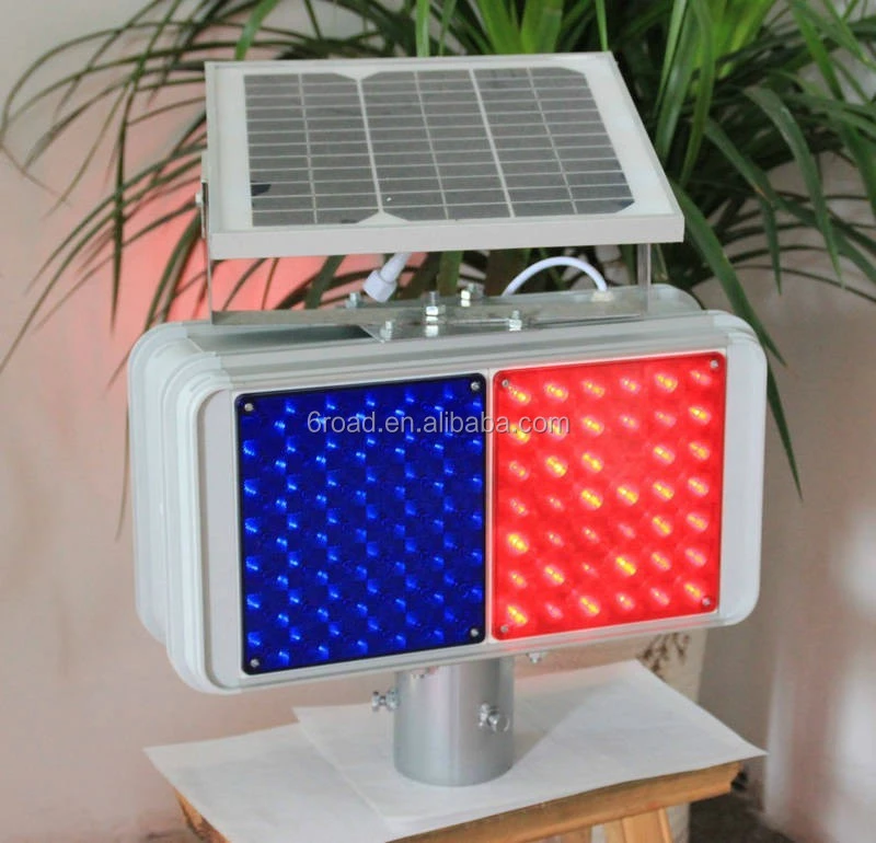 High Quality Solar Power red or blue color LED Flashing Warning Light