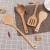Import High Quality  Wooden Cookware Set 5pcs Wood Cooking Utensil with Holder from China