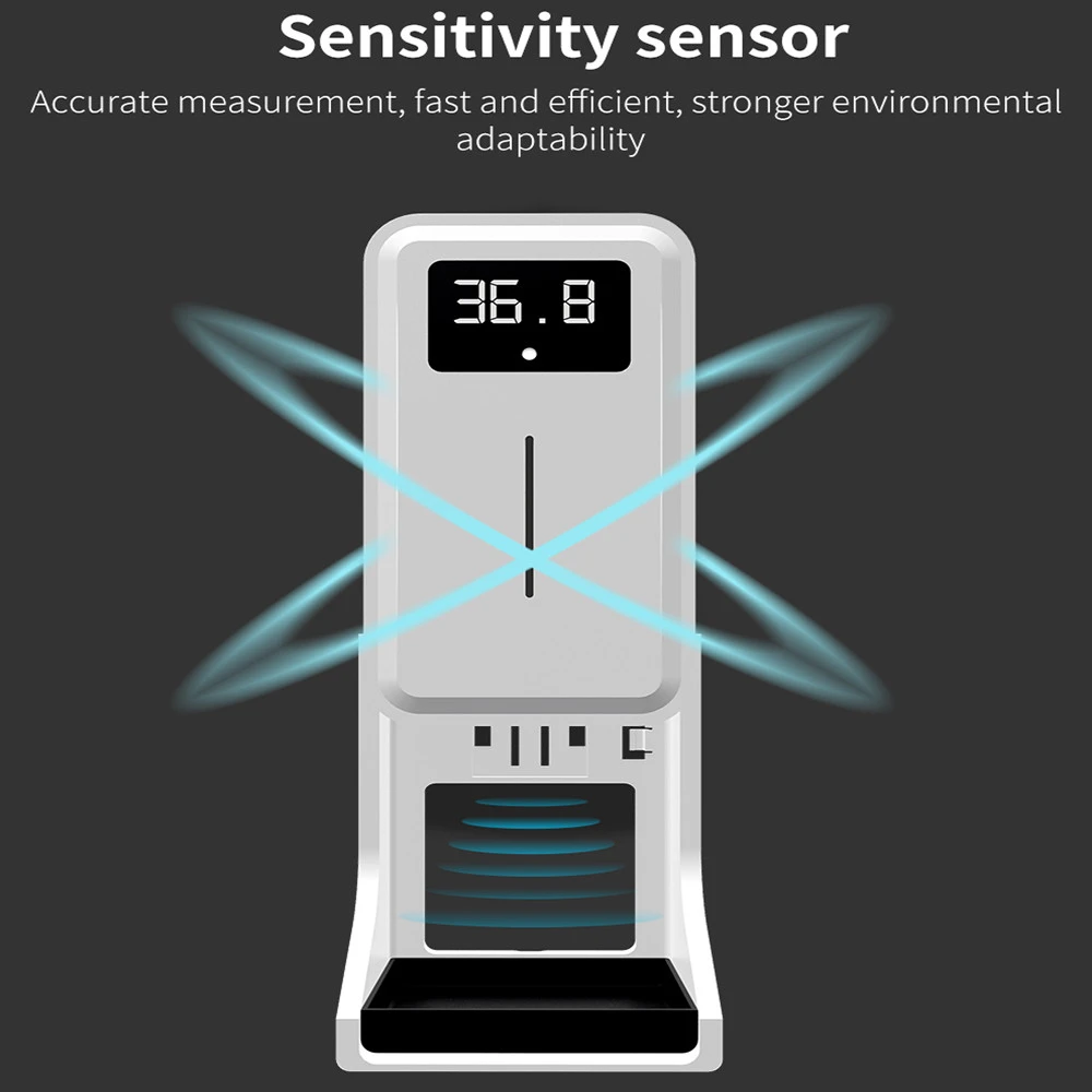 High Temperature Alarm Function 12 Languages Voice Reminder Automatic Alcohol Hand Sanitizer liquid Soap Dispenser with Stand.