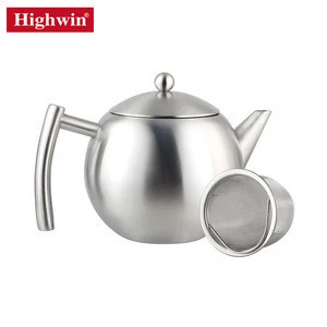 Highwin Factory BSCI Audit Stainless Steel Single Wall Coffee Teapot Sets Infuser Kettle Tea Set