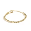 Hip Hop 14K Gold Plated Chain Bracelet Stainless Steel Unisex Minimalist Jewelry Fashion Accessories