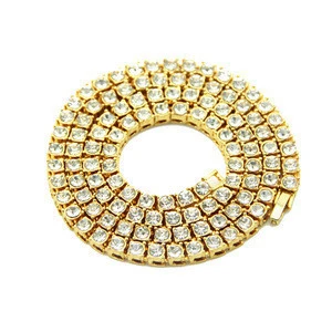 Hiphop Jewelry Iced out Alloy Pave Crystal Chain Jewelry Gold Plated Wholesale For Mens