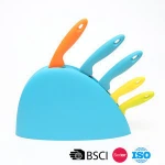 Home 5PCS Colorful Handle Stainless Steel Kitchen Knife Set Kit With Holder