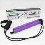Home Fitness Pilates Bar Kit with Resistance Band Foot Loop for Yoga Stick