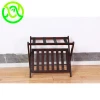 Home Stable Durable Foldable Dark Brown Color  Bamboo Luggage Rack With Shoe Shelf And Hold Baggage