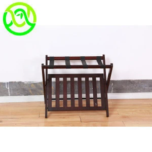 Home Stable Durable Foldable Dark Brown Color  Bamboo Luggage Rack With Shoe Shelf And Hold Baggage