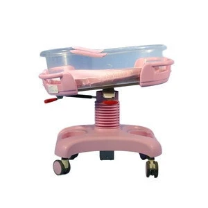 Hospital furniture luxury adjustable ABS baby trolley