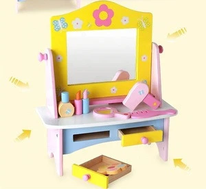 Hot New Wooden Dressing Table Makeup Role Pretend Play Toy Set