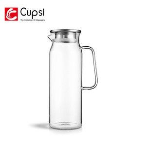 Hot Sale 1200ml Meeting Room Clear High Borosilicate Glass Water Carafe Pitcher