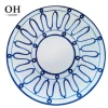 Hot sale blue curved lines fine bone china handcrafted ceramic charger plate wedding dinner set tableware used for rental