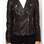 hot sale new Winter mid-length womens motorcycle jacket 100% real sheep leather