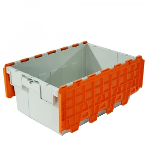 Hot sale plastic crate attached lid nesting turnover crates