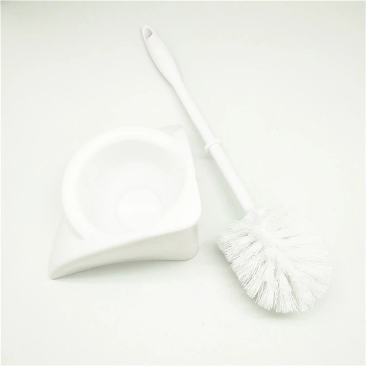 Hot sale plastic strong double hockey WC bathroom clean toilet brush bowl brush with the triangle base