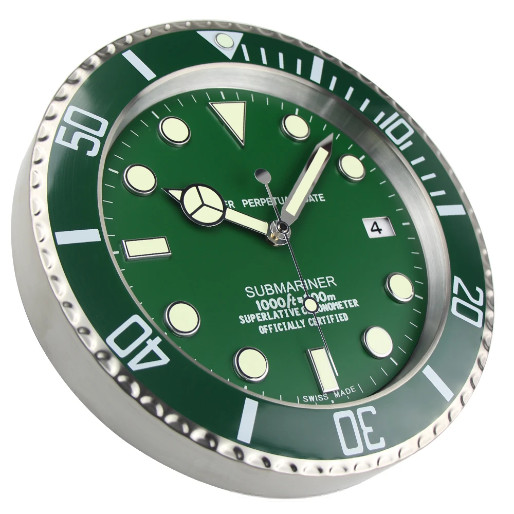 Hot sales watch shape wall clock like swiss watch modern metal luminous clock home decorative reloj pared horloge