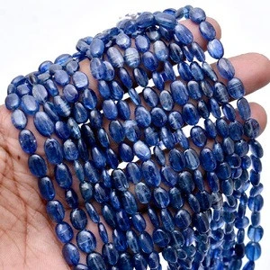 Hot Sell Wholesale Loose Beads Natural Gemstone Blue Plain Oval Kyanite Beads