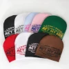 Hot Selling ACT MY AGE Slogn Customized Beanies Jacquard Cuffless Beanie Hats for Teens Streetwear