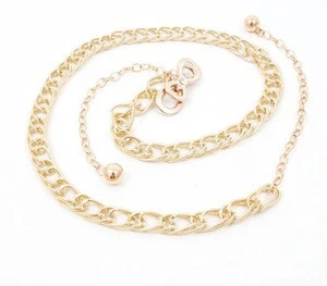 hot selling cheap fashion jewelry women gold metal waist belt chain belt