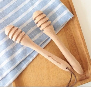 Hot Selling Customized Beech Long Wood Honey serving Spoon