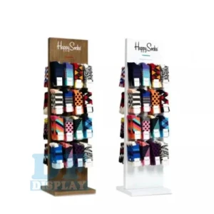 Hot Selling Factory Price Double Sided Rotating Floor Socks Display Stand Made by Wood