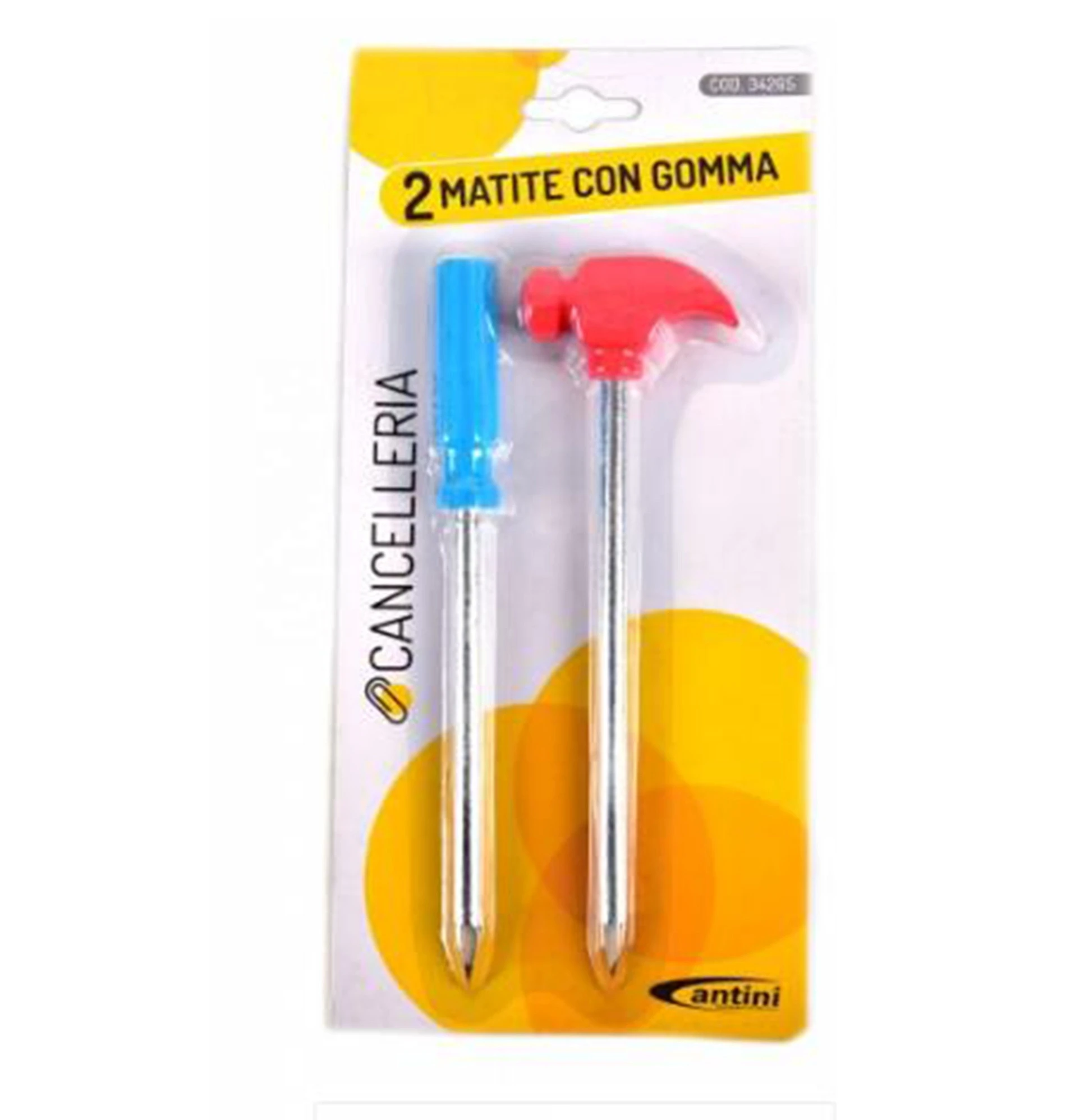 Hot Selling Metal color Pencil with tool shape eraser 2pcs Set