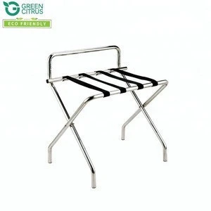 HOTSALE SS201 Portable Hotel Room Valet Luggage Rack with handrail For Bedrooms