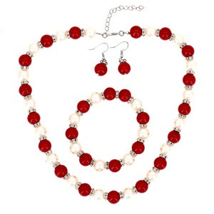 Import From China Fabric Chic Plastic Red Hawaiian Bead Pendant Chunky Necklace For Women