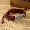 In Stock Fashion Love Metal Charm Braided Leather Bracelet For Lover