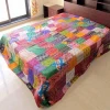 Indian Silk Patchwork Throw Saree Reusable Patch Patola Silk Kantha Embroidery Work Bedspread Bed Sheet Tapestry Quilt