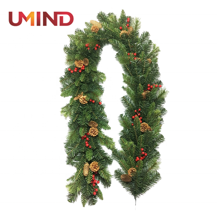 Indoor outdoor decoration Pine Artificial PVC Pine Nuts Red Berries  Christmas Wreath