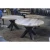 Import Industrial Metal Double X leg Dining Table Round Mango Wood Top from India