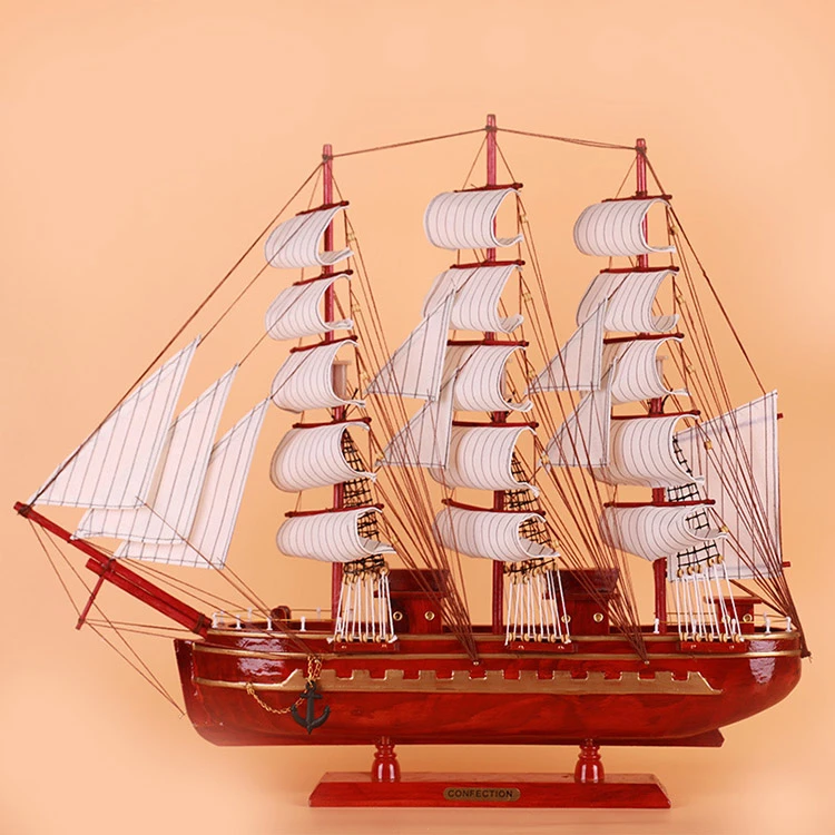 Inventory factory wholesale 60cm craft pendant wood material exquisite small sailboat model