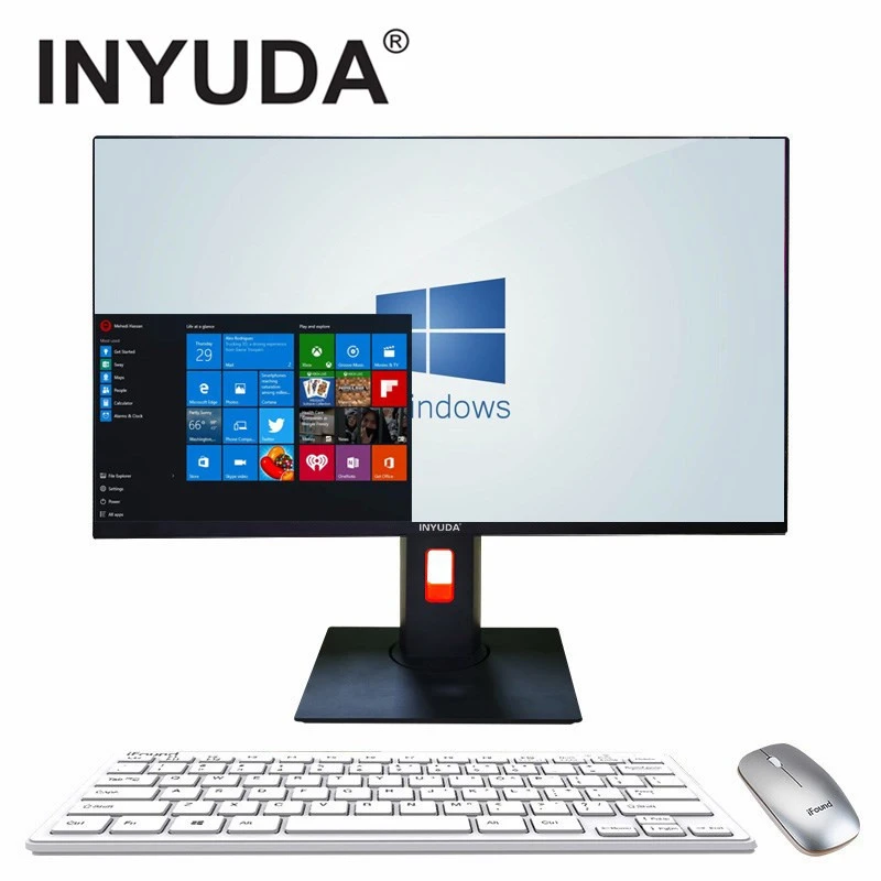 INYUDA Rotate Lift 23.8 Inch Screen 4th Gen I5 4G 128G Business All-in-one Desktop Computer