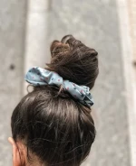 Italian Product Silk Scruchie Green Ducks Fashion Woman Hair Accessories Ready To Wear For Fast And Classy Hairstyles