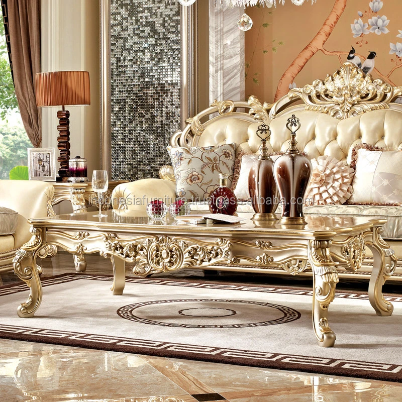 Italian sofa luxury sofa combination living room furniture carved European solid wood sofa
