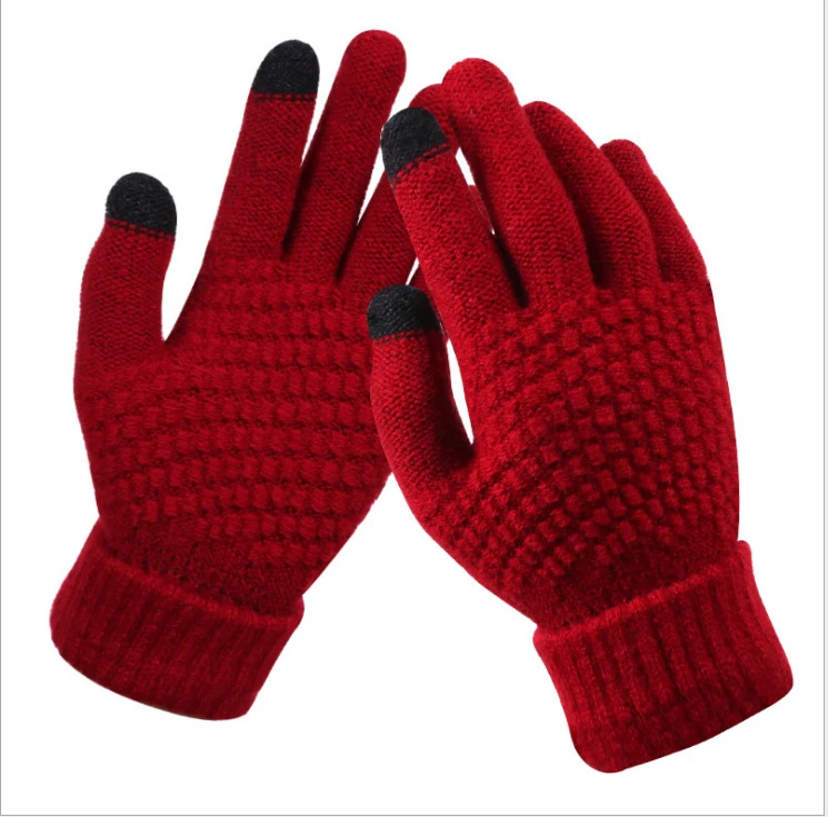 jacquard touch screen Gloves keep warm winter Gloves Touch Screen Women Men Warm Stretch Knitted Wool Mittens acrylic Glove