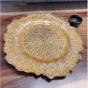 JHS003 Wedding Tableware fancy reef gold plastic wedding charger plates