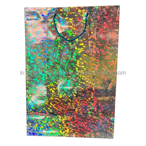 Jumbo First Quality Holographic Gift Paper Bags Happy Birthday & Festive Designs Made in India with Custom Logo